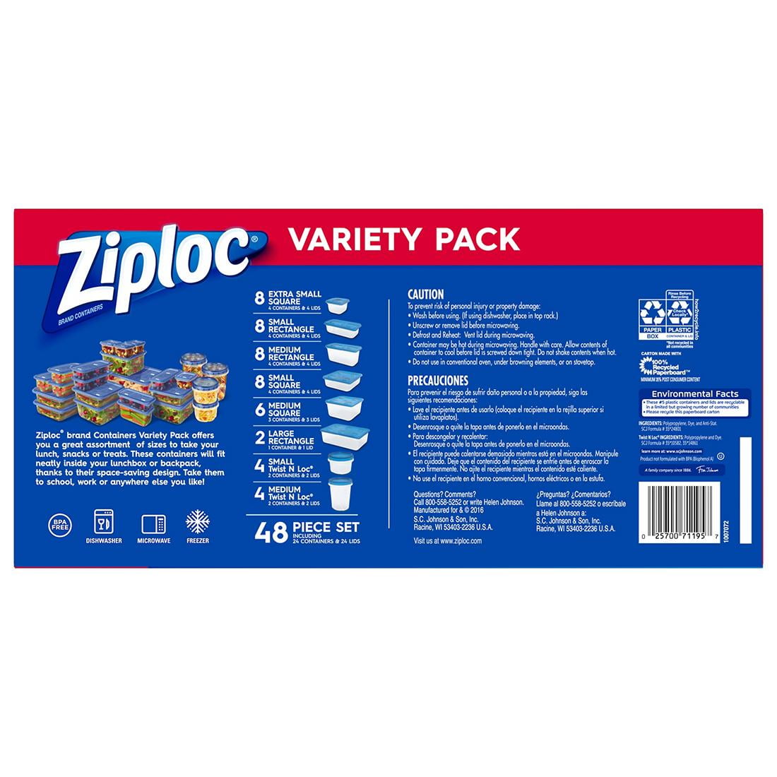 Ziploc Containers Variety Pack, 48Pc