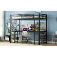 thumbnail image 6 of Twin Xl Metal Loft Bed - With Guardrails And Desk, Black Desk Shelves , Space,, 6 of 7