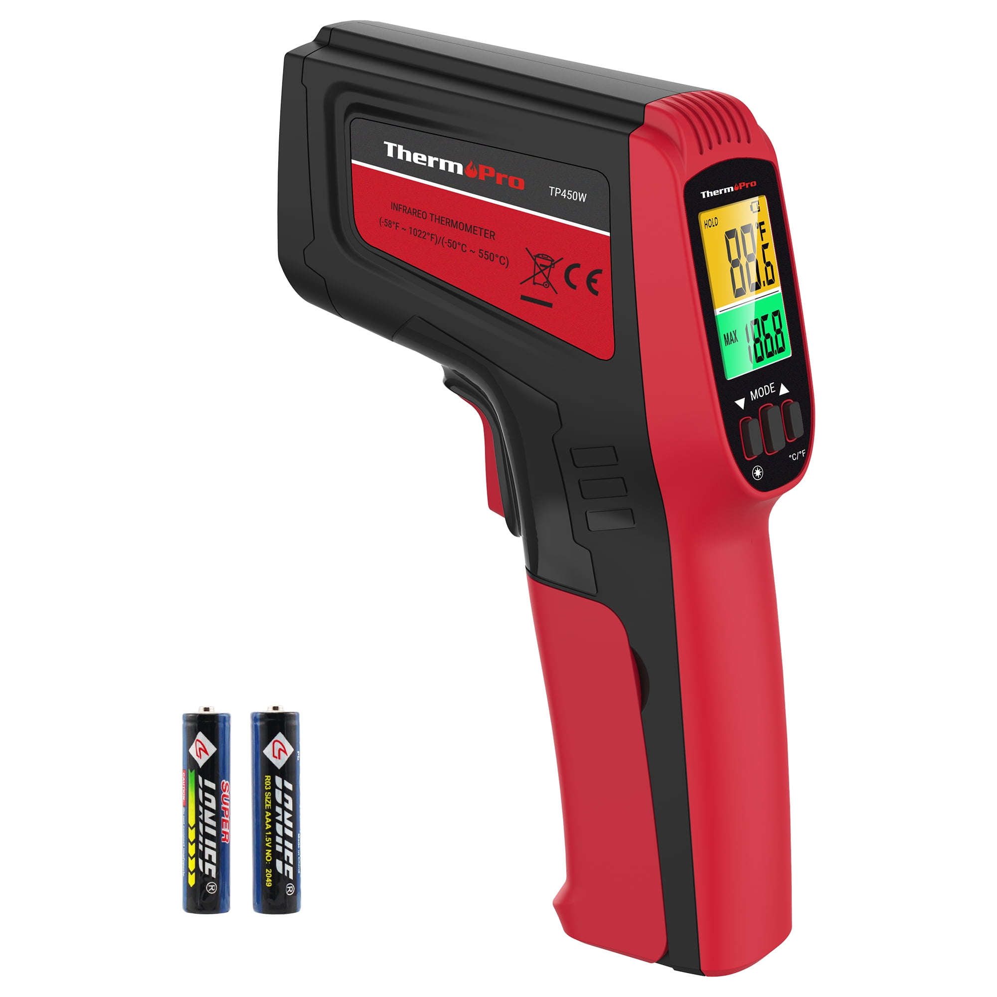 Dual Laser Infrared Temperature Gun with Type K Receptacle & Case