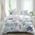thumbnail image 2 of Teal Blue Coastal Bedding 3 Piece Duvet Cover Set California King, Sea Turtle Nautical Coral Summer Beach Soft Microfiber Comforter Cover with Zipper Closure & Pillowcases, FadeResistant Quilt Cover, 2 of 9