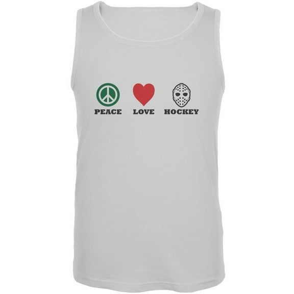 Peace Love Hockey White Adult Tank Top - Medium