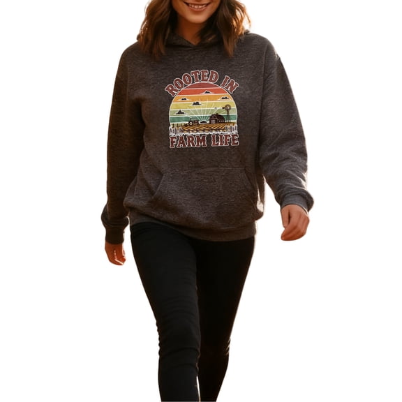 Ranch Life Vintage Graphic Hoodie for Women and Men, Unisex Cozy Pullover Sweatshirt, Vintage Country Farmhouse Style Top, Casual Outfit Gift for Farmers and Ra
