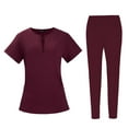 thumbnail image 2 of Uniforme de enfermería Fernando para mujer con bolsillos en la parte superior y Pantalones Cómodo traje elástico manga corta cosmetología salón Rojo L, 2 of 7
