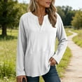 thumbnail image 3 of Tauxra Women's Casual Long Sleeve V-Neck Top, Loose Knit Blouse In Solid Color, Versatile Basic Shirt for Everyday Wear, 3 of 7