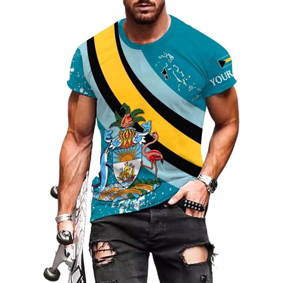 Personalized Bahamas Shirt 3D Custom Bahamas Flag Shirt for Men and Women Bahamas Pride Shirt (T-shirt, S)