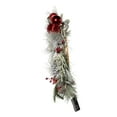 thumbnail image 2 of KSA Pre-Lit Silver and Red  Artificial Christmas Wreath, 22-Inch, Warm White Lights, 2 of 4