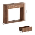 thumbnail image 4 of Wirrytor Mid-Century Modern Fluted Console Table with 2 Drawers, Narrow Entryway Table with Storage Shelf, Accent Sofa Table for Living Room, Walnut, 4 of 7