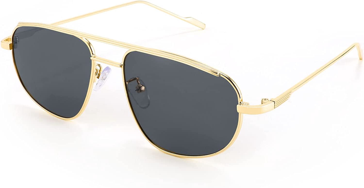 Polarized Gold Aviator Sunglasses with Dark Lenses - BRAND NEW by Floats UNISEX Tangle Free Aviator Hex - Amber Gold Polarized – Shady Rays  main image 2