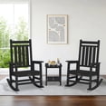 thumbnail image 5 of SERWALL Oversized Outdoor Rocking Chair Set of 2, All-Weather HDPE Patio Rocker with Wide Armrests for Porch, Patio & Lawn, Black, 5 of 12