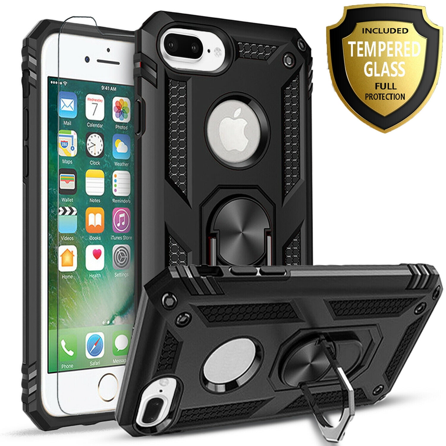 iPhone 8 Plus Case, With [Tempered Glass Screen Protector Included