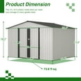 thumbnail image 3 of 10X8 FT Outdoor Storage Shed, All Weather Metal Sheds with Lockable Doors, Tool Shed for Garden, Patio, Backyard, Lawn, Grey, 3 of 12