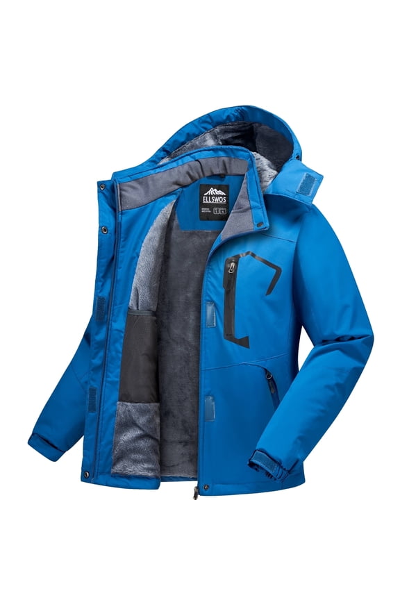Women's Winter Ski Jacket Waterproof Snow Coats Snowboard Fleece Lining Jacket Warm Parka with Hooded Black L