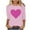 Pink, variant on Lenpel Women's 3/4 Sleeve Tops Casual Crew Neck Valentine's Day Printed Tunic T Shirts Fashion Spring Blouses