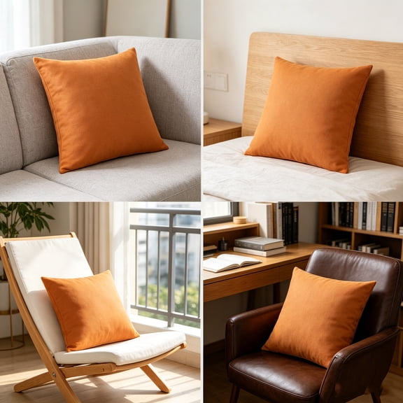 Solid Color Waterproof Outdoor Pillow Cover Fade Resistant Polyester Cushion Case with Hidden Zipper for Patio Garden Sofa Balcony