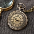 thumbnail image 5 of Vintage Pocket Watch for Men, Roman Numerals Scale Quartz Pocket Watches with Chain, Glossy Bronze Fob for Christmas Father's Day Gift, 1.84 Inch Diameter, Metal, 5 of 8