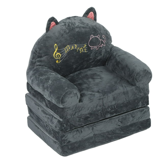 Toddler Chair Couch,Cute Cartoon Shape Foldable Portability Extra Wider Seating Toddler Couch, Convertible Sofa to Lounger, Wear Resistant Armrest Chair Bed