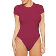 thumbnail image 1 of Pavied Combinaisons pour Femmes, Combinaisons pour Femmes, sous-Vêtements Sexy Col Rond Manches Courtes Leggings Combinaison Slim Body, Overalls pour Femmes, Combinaisons une Pièce, Tenues pour Femmes, Tenues d'Automne, Rouge 2 TTG, 1 of 4