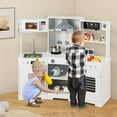 thumbnail image 4 of Costway Pretend Play Kitchen for Kids Toddler Aged 3+ Wooden Toy Set with Range Hood White, 4 of 10