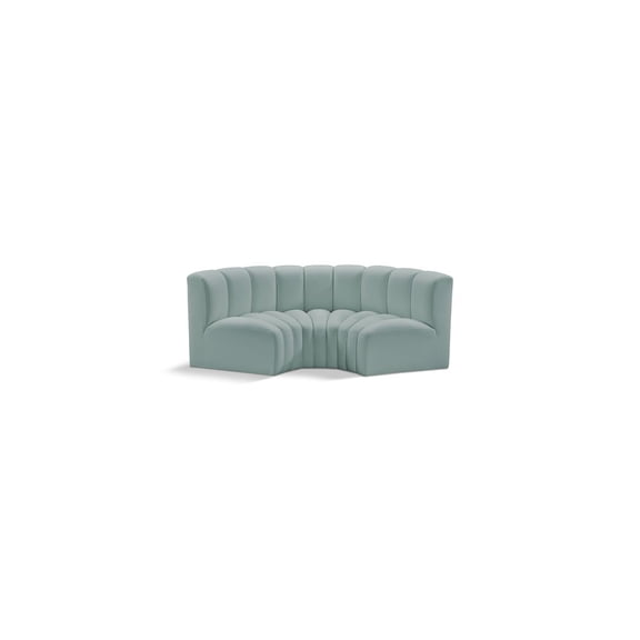 Meridian Furniture Arc Mint Green Vegan Leather Modular Sectional