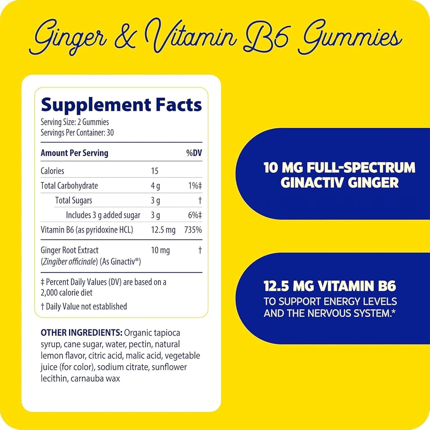Enzymedica Ginger Root and Vitamin B6 Gummies, 60 count, Vegan