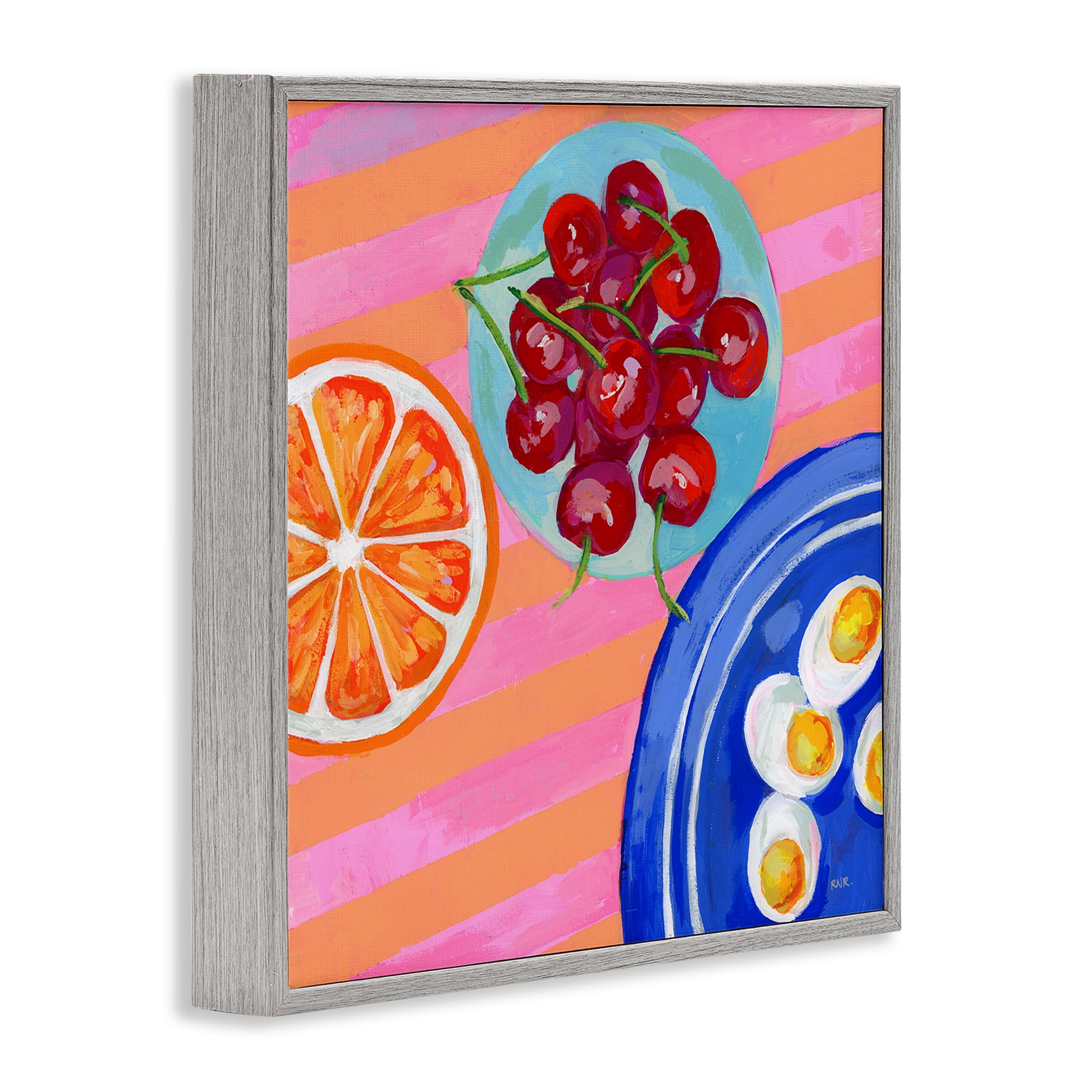 Stupell Industries Summer Snacks Picnic Blanket Gray Framed Giclee Art, design by Rachael Reese
