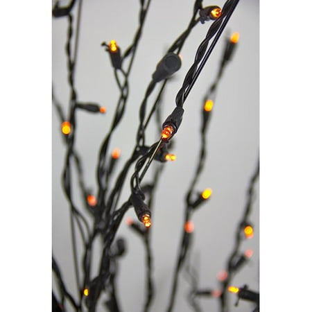 LB International Halloween Cascade Twig 6' Orange Artificial Christmas Tree with 200 Multi-Colored