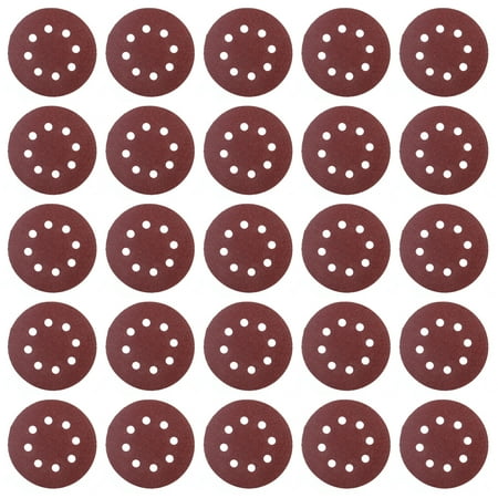

NUOLUX 50pcs 8 Hole 5 Inch Hook and Loop Sanding Discs 80 Grit Sandpaper Circular Pads