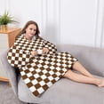 thumbnail image 5 of Oversized Wearable Blanket Hoodie,Brown and White Checkerboard Pattern Sherpa Blanket Hoodie with Super Pockets,Super Warm Fuzzy Pullover for Women & Men, 5 of 6