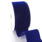 2.5 Wired Suede Velvet Ribbon Cobalt Royal Blue - 25 Yards