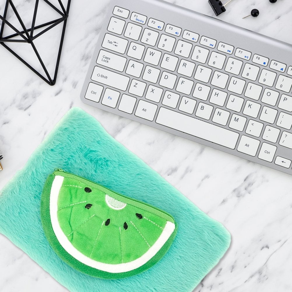 A5 Spiral Notebook Plush Fruit Notebook with Wallet, Funny Cartoon Journal, A5 Memoir Diary Notepad for Work Study Diary