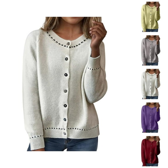 Soft Knit Cardigan Sweater Lightweight Loose Fit Casual Long Sleeve Button Front Open Coat Top Versatile Outwear For Fall Season Cardigan Sweaters for Women