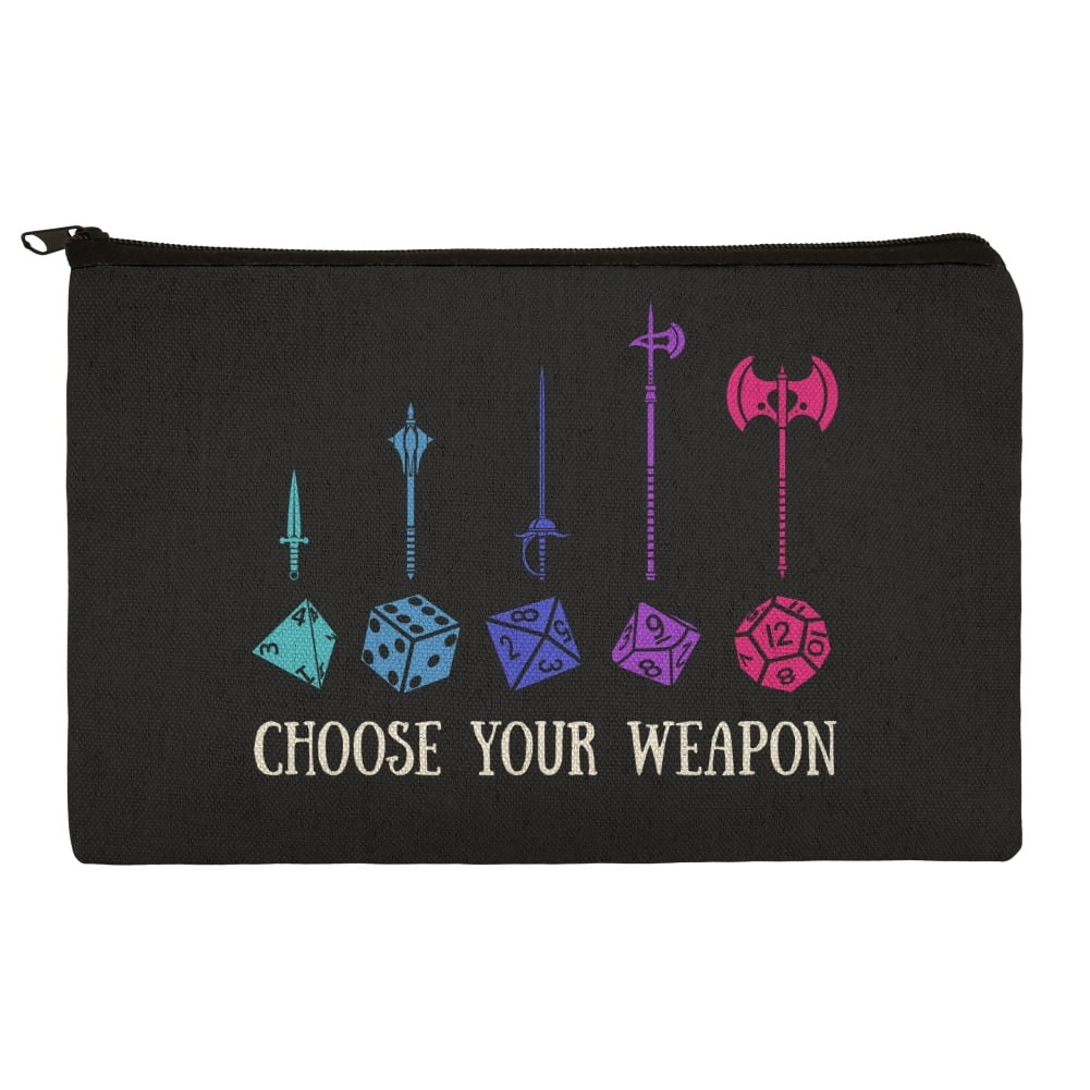 Choose Your Weapon Dungeon RPG Dice Pencil Pen Organizer Zipper Pouch Case