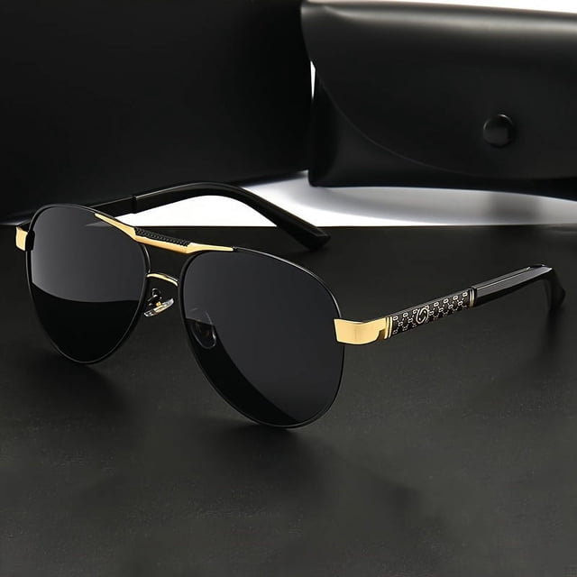 Lunettes de Mode Rétro Classiques Polarisées pour Femmes Hommes, Lunettes de Soleil Vintage à Double Pont Lunettes de Mode pour Conduite Pêche Randonnée