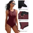 thumbnail image 6 of Attraco Womens Ribbed Swimsuits Button Racerback Thick Shoulder Straps One Piece Bathing Suit, 6 of 8