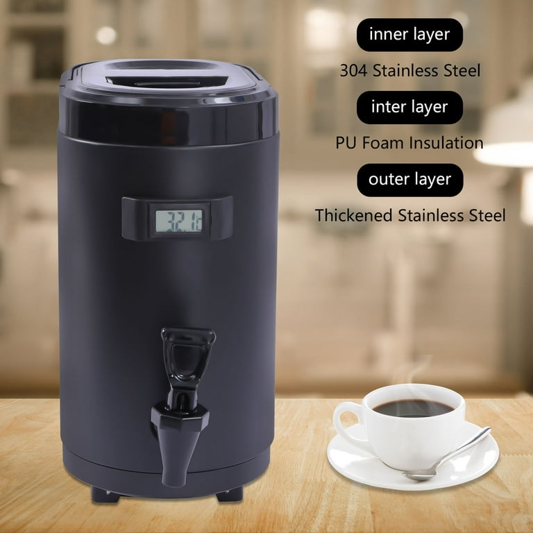 Miumaeov 10L Insulated Beverage Dispenser with Thermometer Stainless Steel  Hot Beverage Dispenser Insulated Thermal Hot and Cold Beverage Dispenser