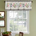 thumbnail image 6 of 2 Pack Blue Pink Floral Valance for Window Spring Summer Botanical Linen Black Plaid Kitchen Valance Rod Pocket Short Curtain Topper Decorative Window Treatment for Living Room Bedroom 42"x18", 6 of 9