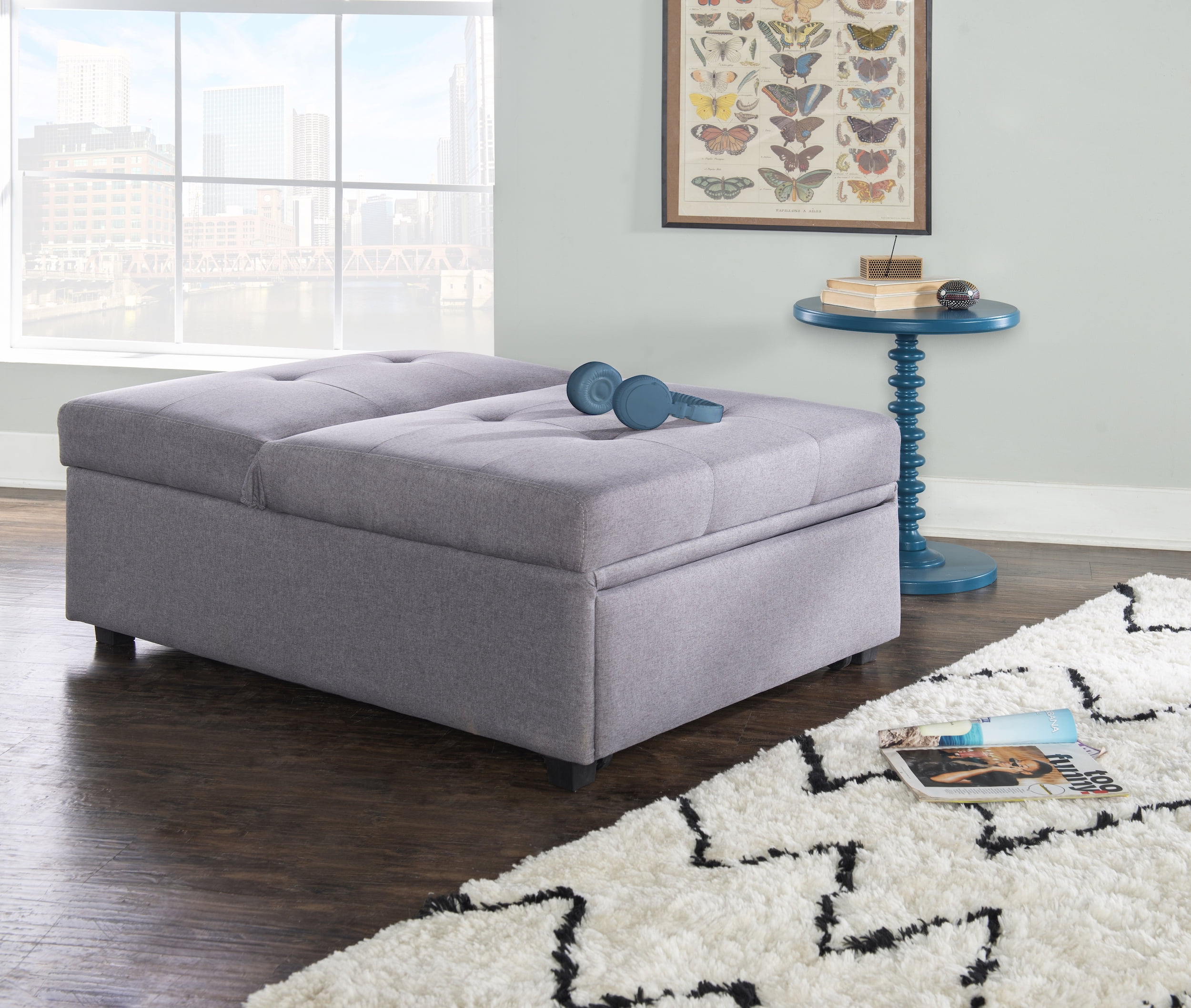 Simonson Space Saving Convertible Twin Bed, Lounge Chair, or Ottoman, Gray