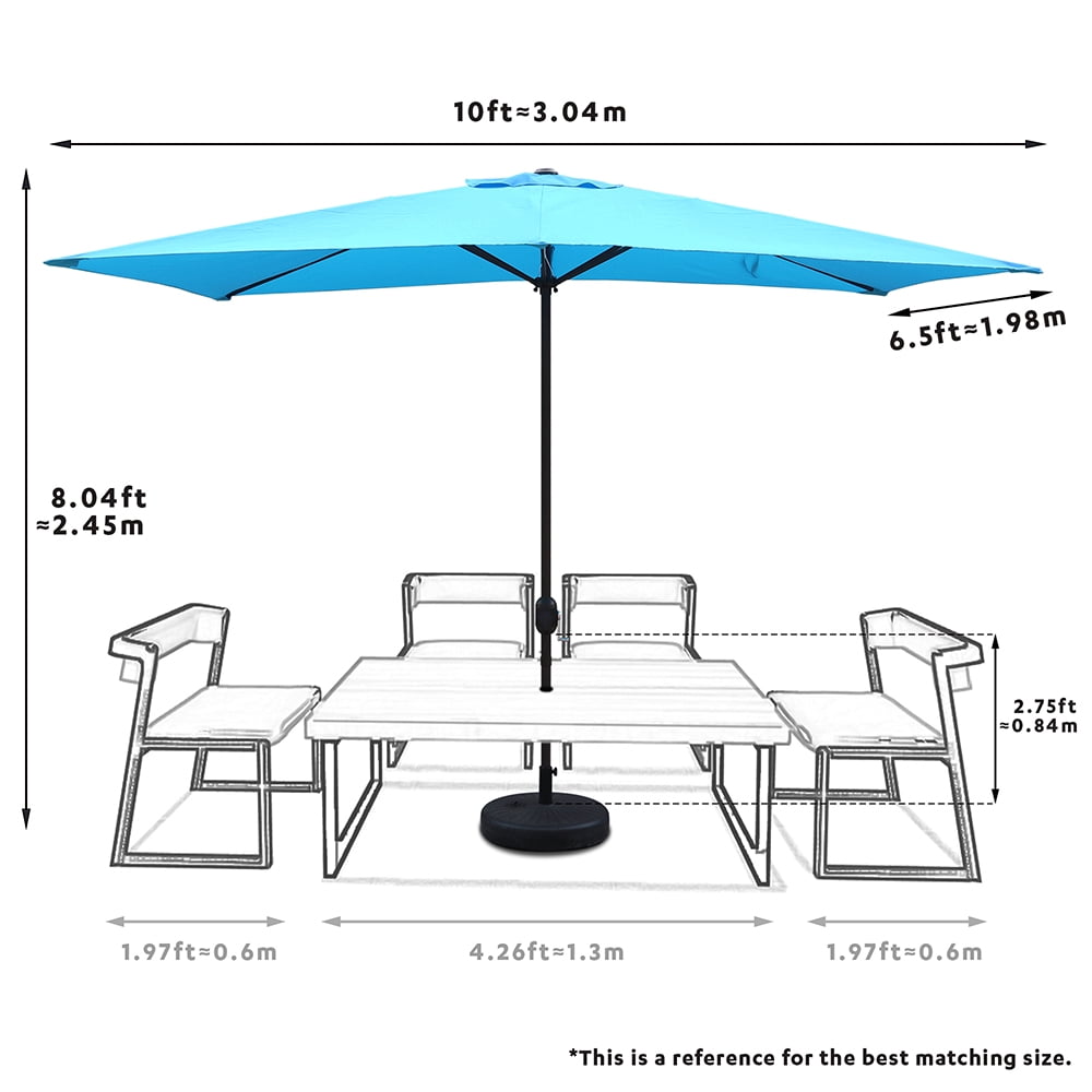Abble 10 X 6.5 Feet Rectangular Market Umbrella - Aqua