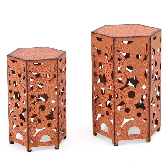 Shay Iron Antique Orange Accent Tables