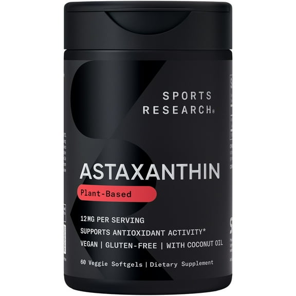 Triple Strength Vegan Astaxanthin from Algae - Non-GMO w/ Coconut Oil - 60 Count