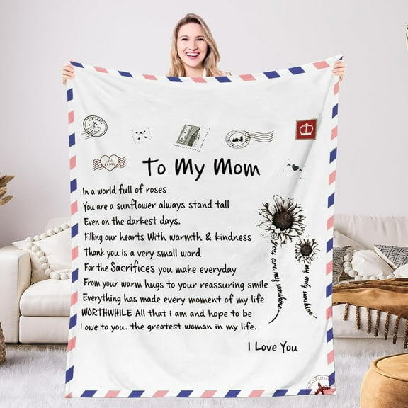 Gifts for Mom Blanket, Throw Blanket for Mom Birthday Gifts, Mom Blanket from Daughter Son, Mother Gifts for Mom Blanket, I Love You Mom Blanket 60"x80"