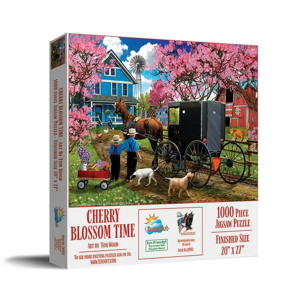 SUNSOUT INC - Cherry Blossom Time - 1000 pc Jigsaw Puzzle by Artist: Tom Wood - Finished Size 20" x 27" - MPN# 28982