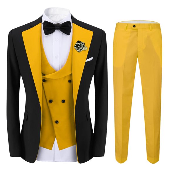 ETHAN Mens Slim Suits Mens 3 Piece Suit Single Breasted Vest Jacket Pants Sets Dark Green XXS