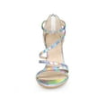 thumbnail image 6 of BLISSFUL STEP Women's Open Toe Strappy Ankle Strap Back Zip Stiletto Heel Sandals Silver 7, 6 of 8