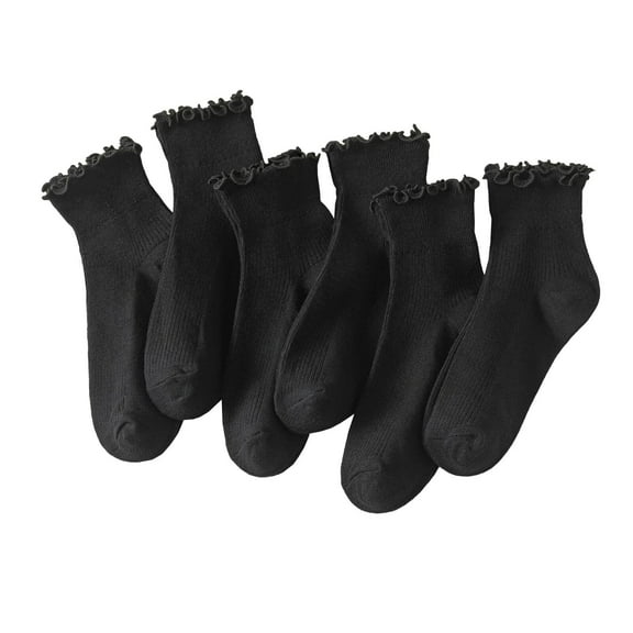 6 Pairs of Ruffle Socks Women, Cute Ruffle Ankle Socks