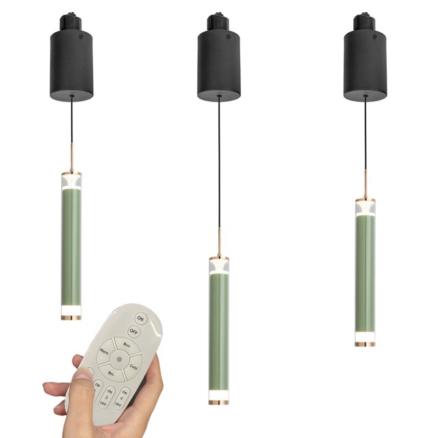 FSLiving Lampe de Pendaison Réglable en Hauteur Type J Rétractable Lampe de Pendaison avec Gradation Continue Lampe d'Intérieur Fil Réglable Droit, Vert - Ensemble de 3