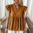 thumbnail image 5 of Msgweeeg Womens Summer Blouses Short Sleeve V Neck Womens Casual Tops Solid Color Loose Fit Soft and Comfortable Women Shirts Casual for Summer and Hot Weather, 5 of 7