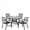 5 Piece (4 Stackable Chairs + 41" Round Table), variant on SOLAURA 41" Round Outdoor Patio Table with 1.57" Umbrella Hole, Metal Outdoor Patio Dining Table for Backyards, Porches, Gardens or Poolside, Black