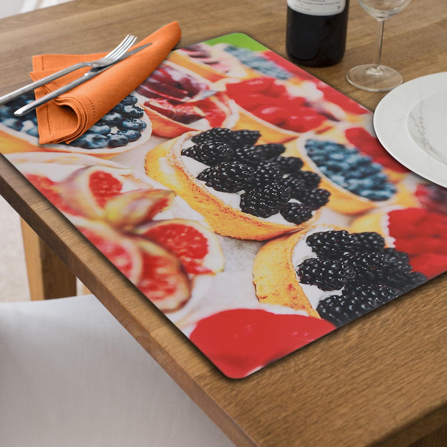 Plastic Placemat Fruit Tart - Set of 12