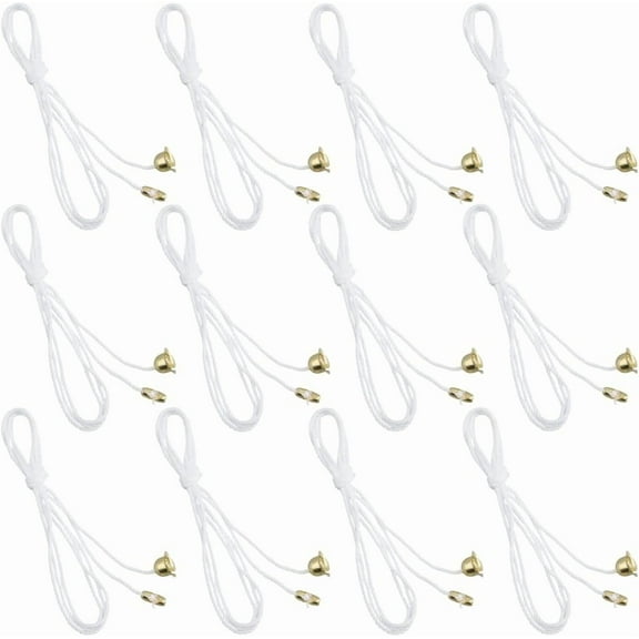 12Pcs Pull Cord for Ceiling Switch Golden Ceiling Fan Pull Chain Extender Light Pull Cord String with Connector for Ceiling Fan Light Fixture Light Bulb White DIY